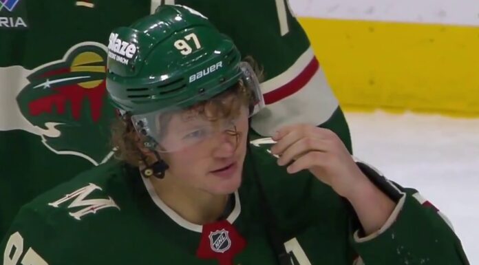 Kaprizov Injury Scare: Hofer Hit Draws Interference Penalty Wild winger Kirill Kaprizov on the bench after a hit from Blues goalie Joel Hofer