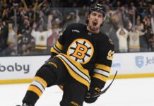 Khusnutdinov Extension: Bruins Sign Forward for 3 Years Marat Khusnutdinov celebrates a goal in a Bruins jersey