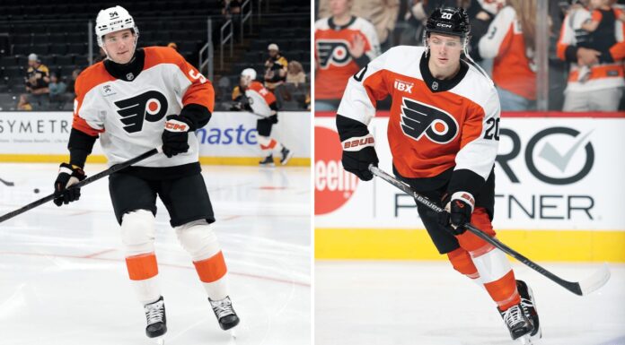 Cole Knuble NHL Debut: Mike’s Son Plays for Flyers Flyers forwards Alex Bump and Cole Knuble in warmups after being recalled from Lehigh Valley