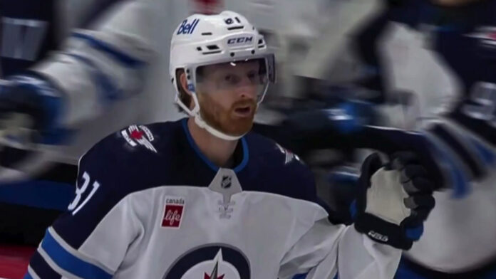 Kyle Connor Jets power-play goal vs Red Wings Kyle Connor celebrates a power-play goal with the Winnipeg Jets bench against the Detroit Red Wings