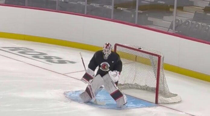 Linus Ullmark Injury Update: Senators Goalie Starts vs. Flyers Ottawa Senators goalie Linus Ullmark in net at morning skate before the home opener against the Flyers