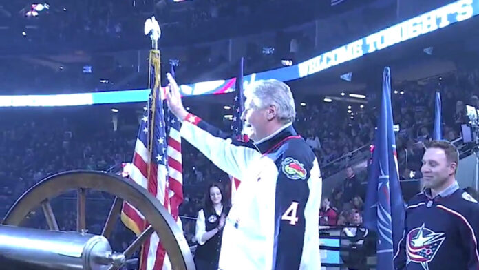 Lyle Odelein Blue Jackets 25th anniversary Lyle Odelein, first Columbus Blue Jackets captain, waves to the Nationwide Arena crowd during the 25th anniversary celebration