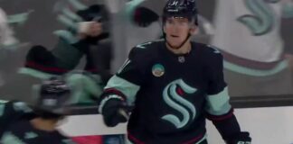 Mackie Samoskevich Goals: Two in Kraken Home Opener Rout Mackie Samoskevich celebrates his first goal with the Seattle Kraken against the Calgary Flames at Climate Pledge Arena