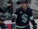 Mackie Samoskevich Goals: Two in Kraken Home Opener Rout Mackie Samoskevich celebrates his first goal with the Seattle Kraken against the Calgary Flames at Climate Pledge Arena