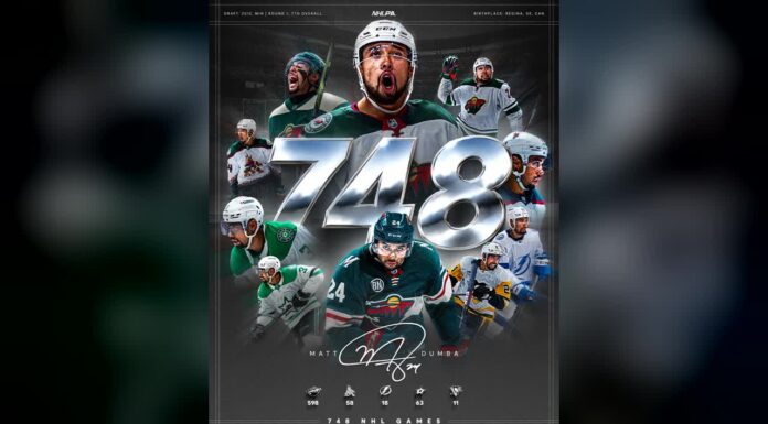 Matt Dumba Retirement: Former Wild D-Man Hangs Up Skates Matt Dumba retirement graphic NHLPA 748 NHL games Wild Coyotes Lightning Stars Penguins