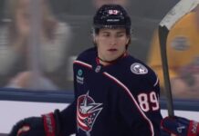 Matthew Knies Goal: Scores in Blue Jackets Debut vs. Sabres Matthew Knies of the Columbus Blue Jackets after scoring a power-play goal in his Blue Jackets debut against the Buffalo Sabres