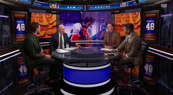 Schaefer Young Fan Moment: Islanders D Brings Lila to Bench Matthew Schaefer Islanders defenseman Sportsnet Saturday Night Hockey panel young fan Lila