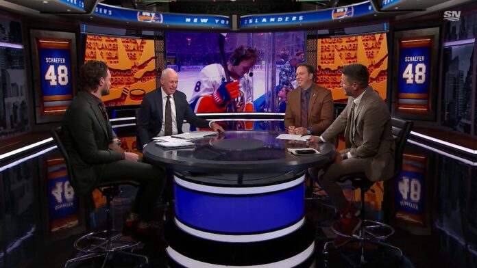 Matthew Schaefer Sportsnet Saturday Night Hockey young fan Matthew Schaefer Islanders defenseman Sportsnet Saturday Night Hockey panel young fan Lila