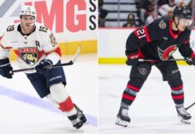 Matthew Tkachuk, Nick Cousins Fined After Ottawa Scrum Florida Panthers winger Matthew Tkachuk in a white jersey and Ottawa Senators center Nick Cousins facing the camera