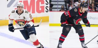 Matthew Tkachuk, Nick Cousins Fined After Ottawa Scrum Florida Panthers winger Matthew Tkachuk in a white jersey and Ottawa Senators center Nick Cousins facing the camera