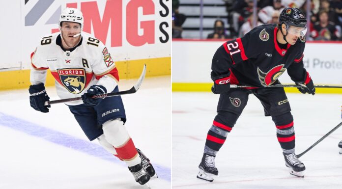 Matthew Tkachuk, Nick Cousins Fined After Ottawa Scrum Florida Panthers winger Matthew Tkachuk in a white jersey and Ottawa Senators center Nick Cousins facing the camera