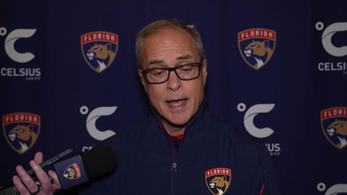 Paul Maurice Panthers presser Barkov update Florida Panthers coach Paul Maurice speaks to reporters about Aleksander Barkov injury timeline after practice in Los Angeles