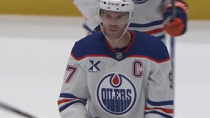 Connor McDavid shorthanded goal Oilers vs Canucks October 2026 Connor McDavid Edmonton Oilers captain after shorthanded goal vs Vancouver Canucks at Rogers Arena
