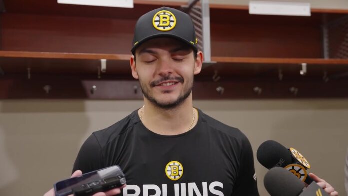 Michael DiPietro Bruins first NHL win postgame Michael DiPietro Bruins goalie speaks after first NHL win vs Ducks