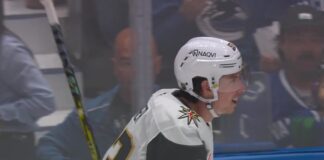 Mitch Marner Goal: First of Season in Win Over Canucks Mitch Marner celebrates his first goal of the season for the Vegas Golden Knights against the Vancouver Canucks at Rogers Arena
