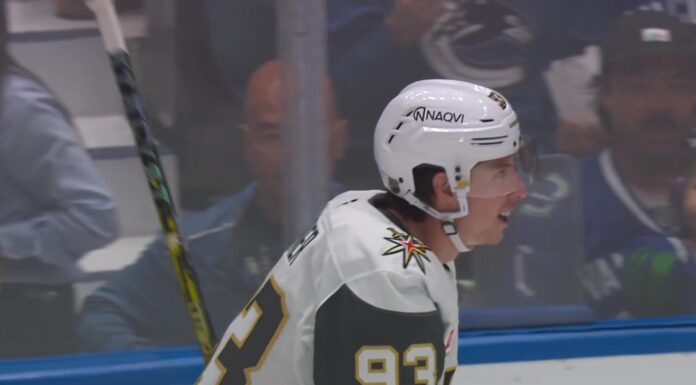 Mitch Marner Goal: First of Season in Win Over Canucks Mitch Marner celebrates his first goal of the season for the Vegas Golden Knights against the Vancouver Canucks at Rogers Arena