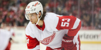 Seider on Larkin Suspension: ‘Turn the Page’ After Red Wings Win Red Wings defenseman Moritz Seider on the ice during a game