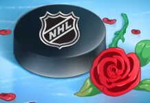 Gary Bettman on Hot for Hockey: ‘We’re Thrilled to Have Them’ NHL Hot for Hockey romance campaign artwork with NHL puck and red rose