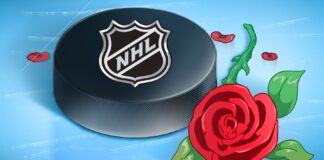 Gary Bettman on Hot for Hockey: ‘We’re Thrilled to Have Them’ NHL Hot for Hockey romance campaign artwork with NHL puck and red rose
