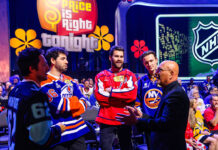 Tom Wilson Price Is Right Appearance: NHL Takeover Airs Tom Wilson, Matthew Schaefer, Jake Walman and Brandon Montour with host Howie Mandel on the set of The Price Is Right Tonight