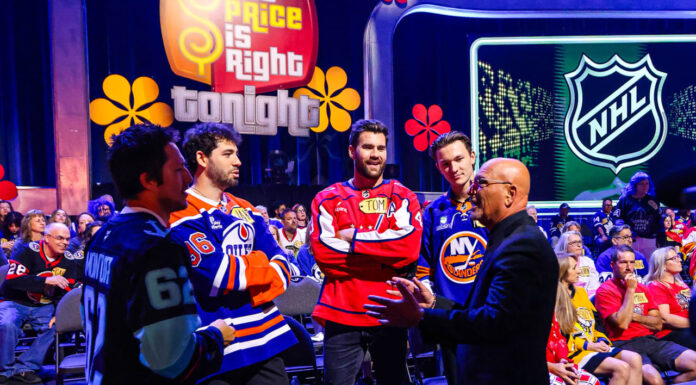 Tom Wilson Price Is Right Appearance: NHL Takeover Airs Tom Wilson, Matthew Schaefer, Jake Walman and Brandon Montour with host Howie Mandel on the set of The Price Is Right Tonight