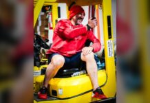 Ovechkin Farewell Tour: Hurricanes Gift Him a Forklift Alex Ovechkin sitting in a yellow forklift gifted by the Carolina Hurricanes on his farewell tour