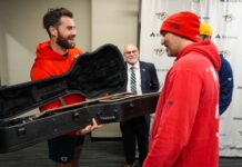 Ovechkin Gets Custom Guitar Gift From Predators in Nashville Alex Ovechkin receives custom Gibson guitar gift from Predators before final Nashville game