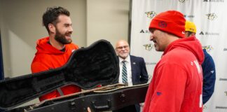 Ovechkin Gets Custom Guitar Gift From Predators in Nashville Alex Ovechkin receives custom Gibson guitar gift from Predators before final Nashville game
