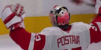 Postava First Win: Red Wings Goalie Beats Oilers in Shootout Michal Postava Detroit Red Wings goalie celebrates first NHL win in shootout vs Oilers