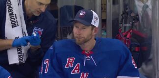 Reimer Debut: Rangers Goalie Pulled After 1 Period James Reimer on the Rangers bench after being pulled in his debut against the Kings