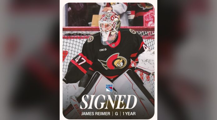 Reimer Signing: Rangers Add Goalie After Shesterkin Injury James Reimer signed graphic New York Rangers one-year contract goalie