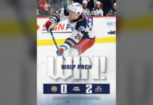 James Reimer Shutout: Oldest AHL Goalie Since 2008 Hartford Wolf Pack win graphic after 2-0 shutout of Providence Bruins with James Reimer in net