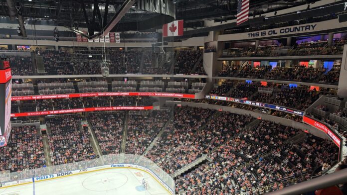 Empty seats at Rogers Place during Oilers vs Mammoth game, Edmonton Oilers attendance