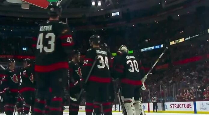 Senators Beat Panthers 5-1 in Brady Tkachuk’s Return Ottawa Senators celebrate 5-1 win over Panthers with goalie Sam Ersson at Canadian Tire Centre