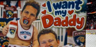 Brady Tkachuk Chants: Every Insult Ottawa Fans Used Ottawa fan sign I want my daddy showing Brady and Matthew Tkachuk as Panthers babies