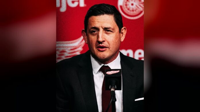 shawn-horcoff-press-conference-red-wings-oct-29-2026 Shawn Horcoff Red Wings interim general manager press conference Dylan Larkin trade