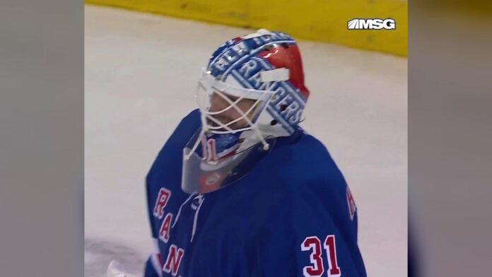 Igor Shesterkin assist Rangers Mammoth Rangers goalie Igor Shesterkin after picking up an assist on an empty-net goal against the Utah Mammoth at Madison Square Garden