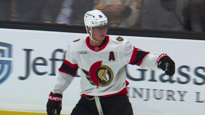 Tim Stutzle Senators goal vs Bruins Tim Stutzle celebrates a shorthanded goal for the Ottawa Senators against the Boston Bruins at TD Garden