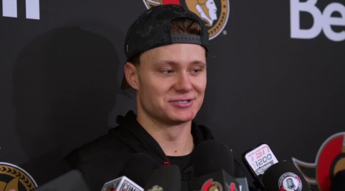 Stutzle Skips Tkachuk Dinner: “I Have a Chef at Home” Tim Stutzle Senators media availability before Brady Tkachuk return