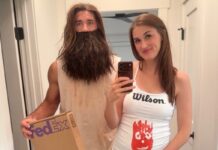 Tom Wilson Baby News: Capitals Star Announces Second Child Tom Wilson and wife Taylor in Cast Away Halloween costumes announcing second baby