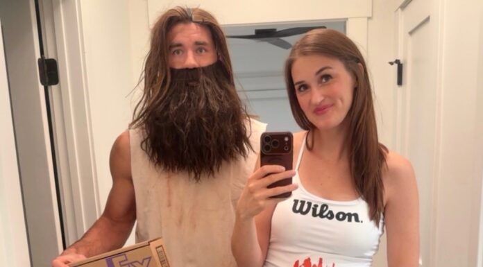 Tom Wilson Baby News: Capitals Star Announces Second Child Tom Wilson and wife Taylor in Cast Away Halloween costumes announcing second baby