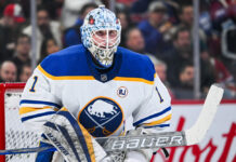 Luukkonen Trade Noise: Sabres Goalie Reacts to Hellebuyck Deal Buffalo Sabres goalie Ukko-Pekka Luukkonen tracks the play during a game against the Montreal Canadiens at Bell Centre