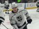 Kings Losing Streak: LA Is Now the NHL’s Only Winless Team Alex Laferriere handles the puck in warmups wearing a Los Angeles Kings white jersey