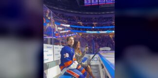 Victor Eklund First NHL Goal Comes on His 20th Birthday Victor Eklund of the New York Islanders smiles on the bench as UBS Arena fans sing Happy Birthday after his first NHL goal