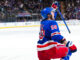Glendening Signing: Rangers Give Veteran Center a PTO Rangers forward Will Cuylle celebrates a goal in the home blue sweater at Madison Square Garden